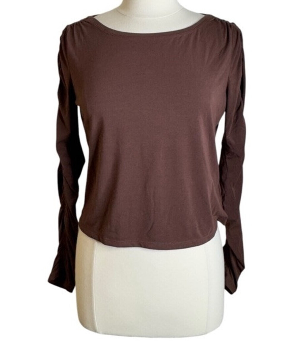 Athleta All Around Ruched Top Mahogany Brown Plus Size XS - Picture 2 of 5